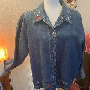 Denim Jacket with embroidery - XL